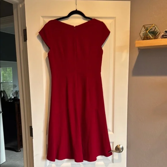 Maggy London Red Sheath Dress Asymmetrical Neckline - Picture 6 of 8